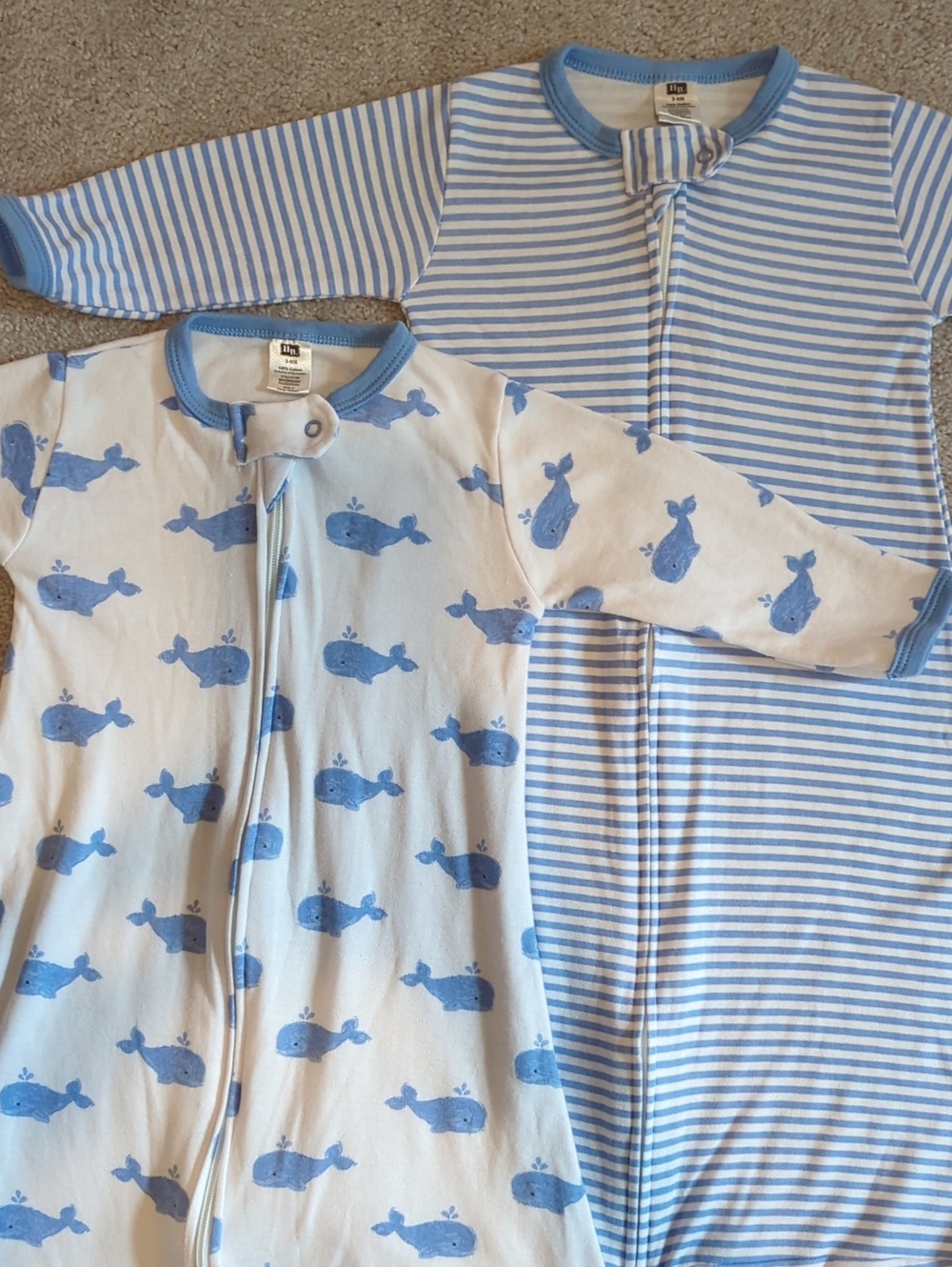 Blue Whale and Stripe Baby Sleep Sacks